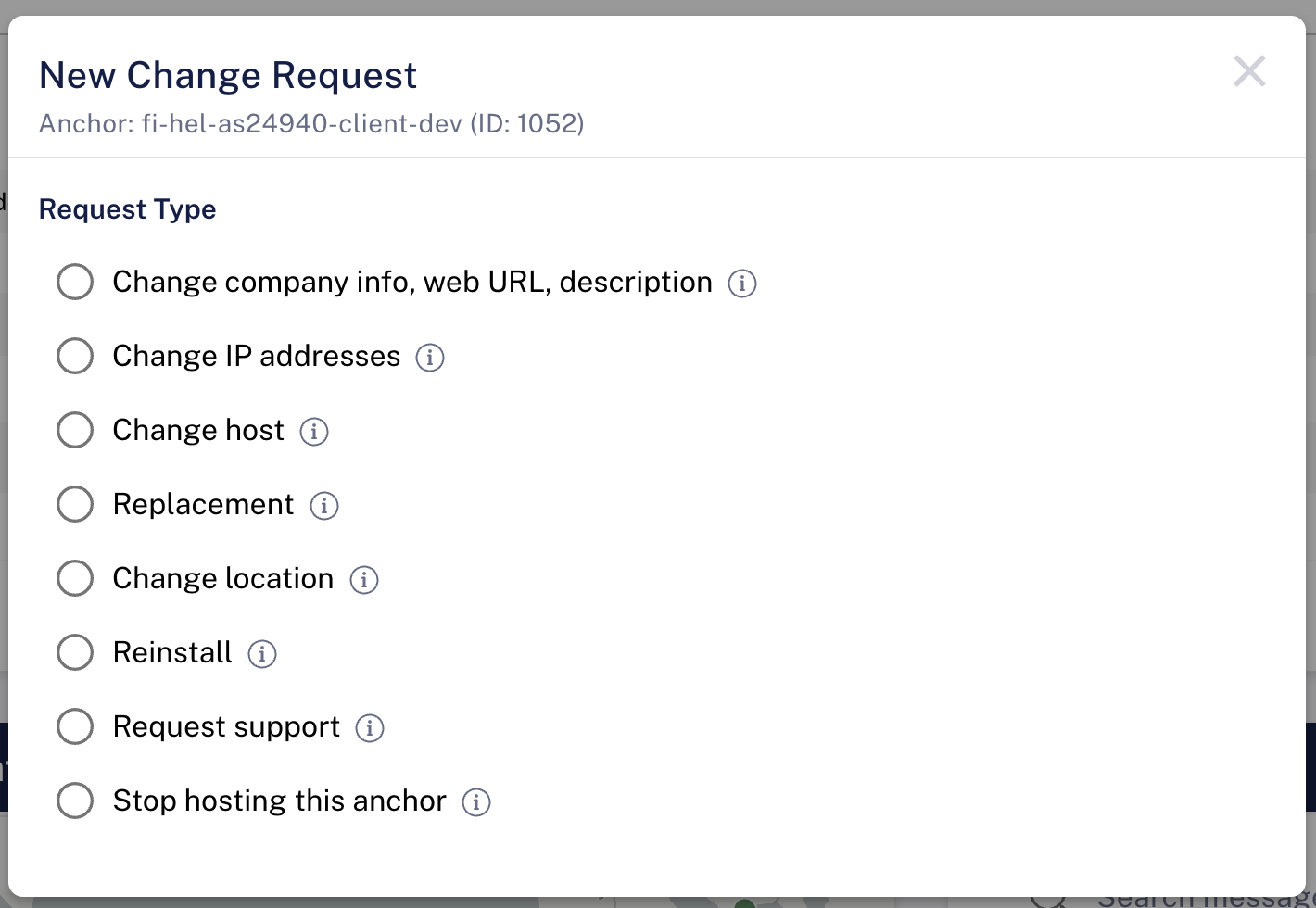 The anchor change request form