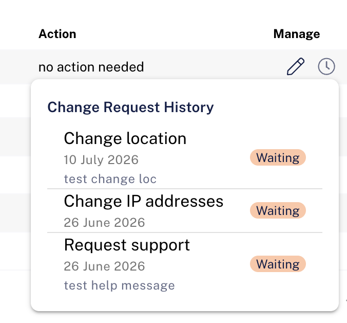 Change request history