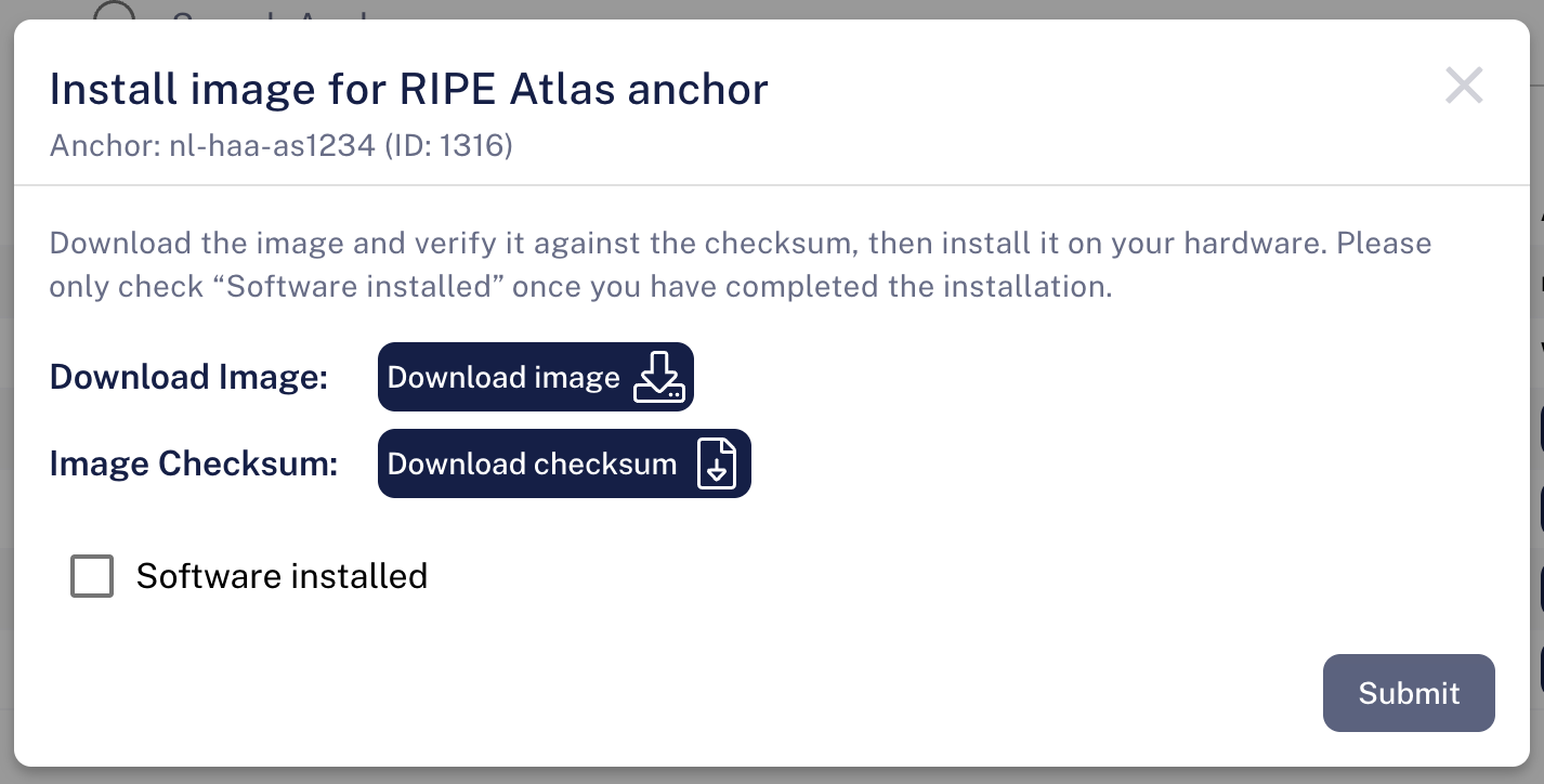 The install image dialog